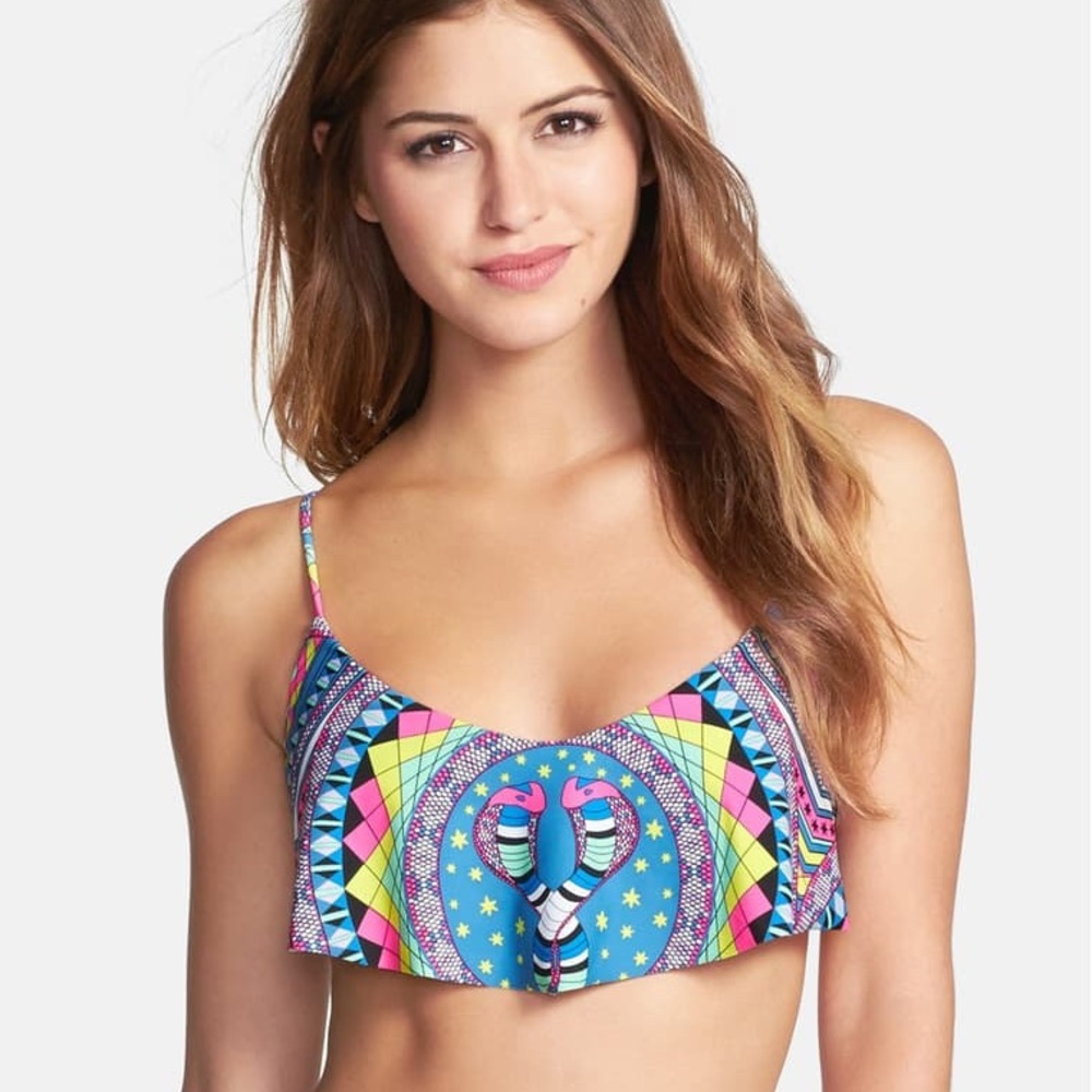 Mara Hoffman cobra printed bikini top, L